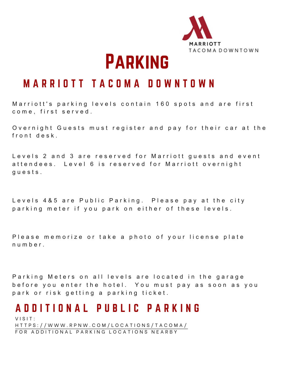 Marriott Tacoma Downtown Parking